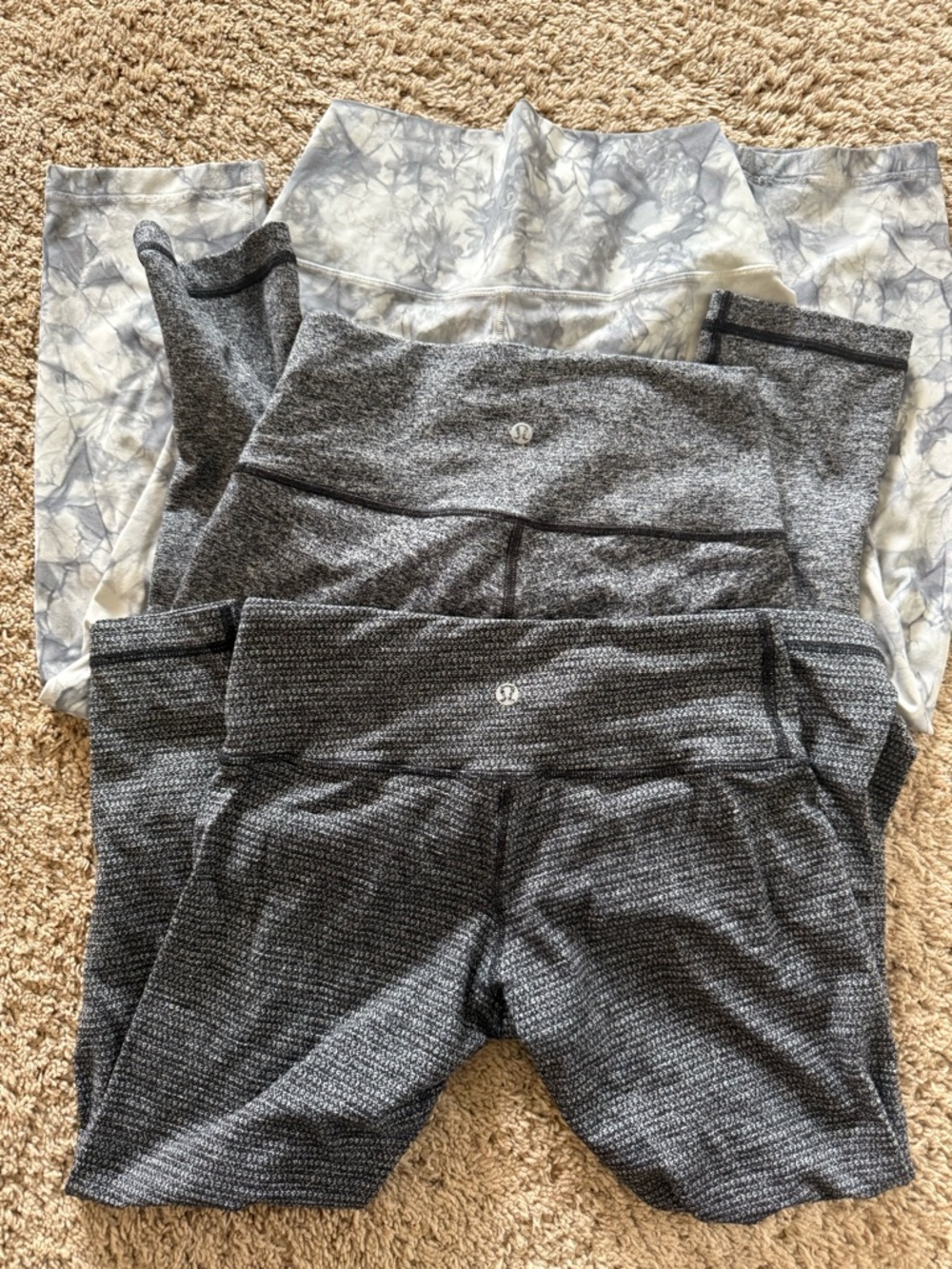 Lululemon Gray High-Rise Leggings Duo with Marble Print capris lot size 6